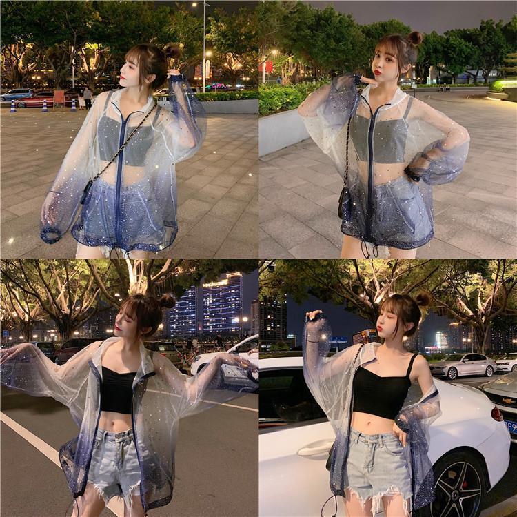 Summer Mesh Sunscreen Clothing Women's Mid-length Ultra-thin And Transparent