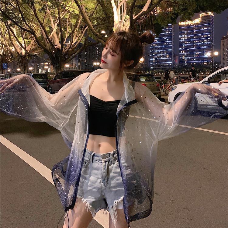 Summer Mesh Sunscreen Clothing Women's Mid-length Ultra-thin And Transparent