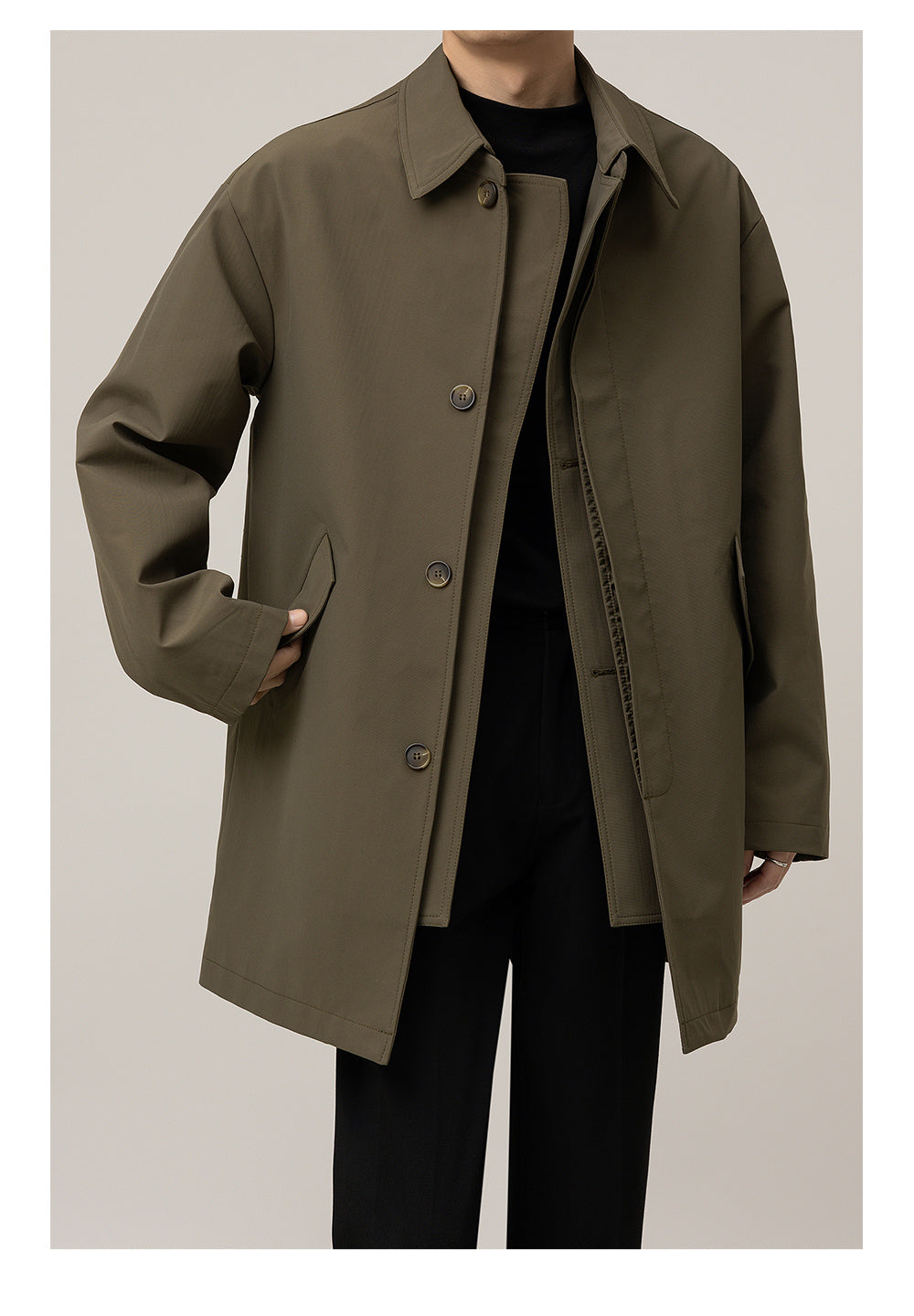 Casual Loose Jacket Mid-length Men's Duster