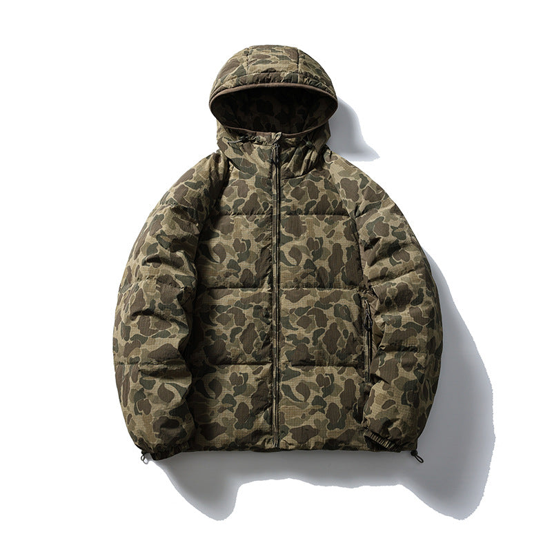 Winter Camouflage White Duck Down Three-proof Warm Coat For Women