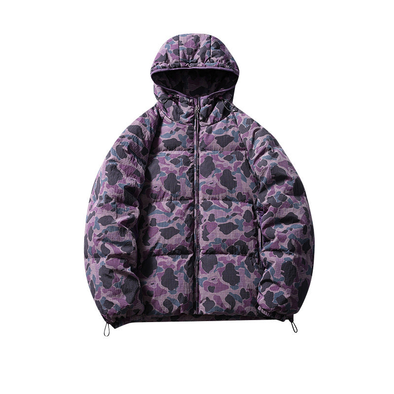 Winter Camouflage White Duck Down Three-proof Warm Coat For Women