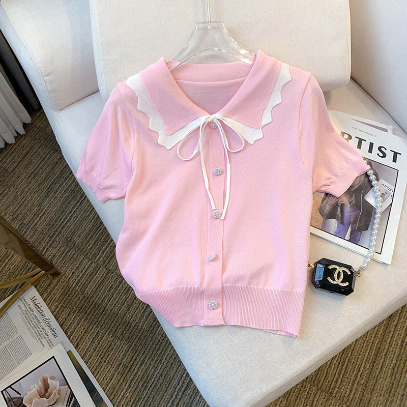 Women's Design Short Sleeve Bow T-shirt