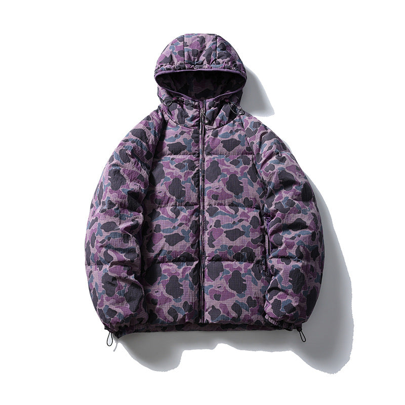 Winter Camouflage White Duck Down Three-proof Warm Coat For Women