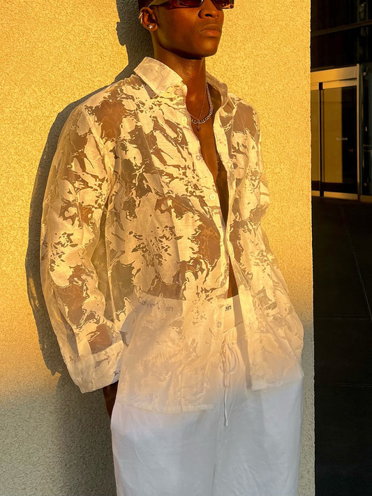 White See-Through Long Sleeve Shirt